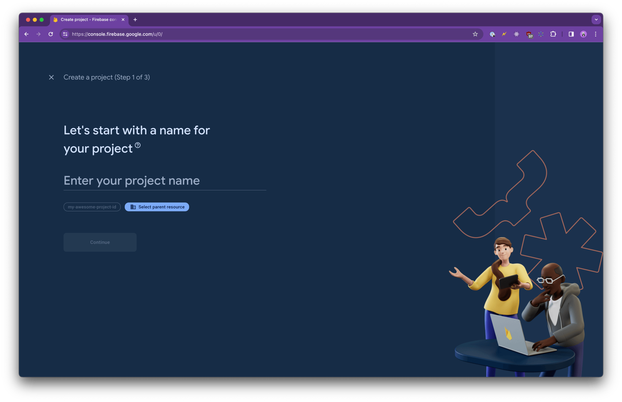Create a project in the Firebase Console